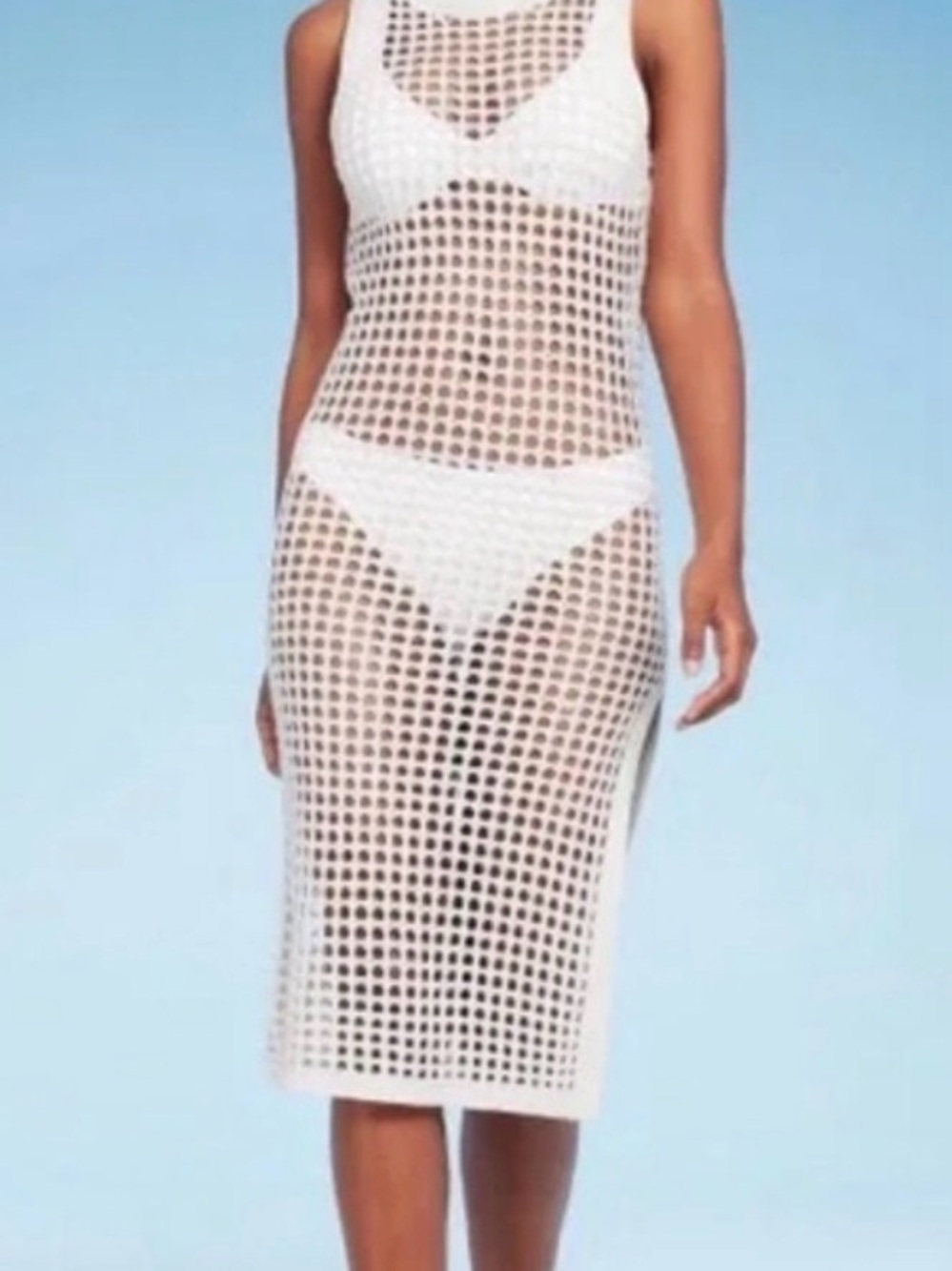 Shade & Shore White Crocheted Mesh Midi Swim Cover-Up